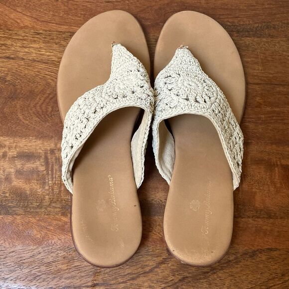 Tommy Bahama Women's Crochet Sandals in Cream and Tan - Picture 3 of 6